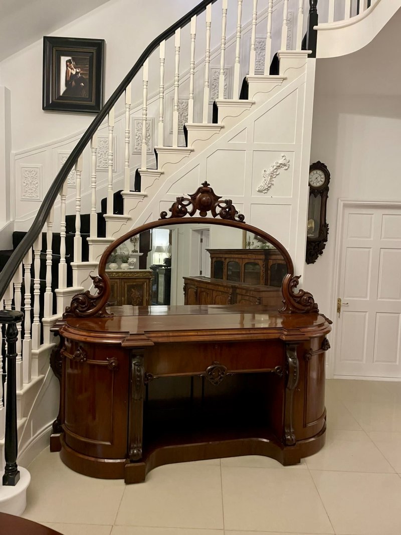 Outstanding Quality Antique Victorian Carved Mahogany Mirror Back Sideboard - Image 3